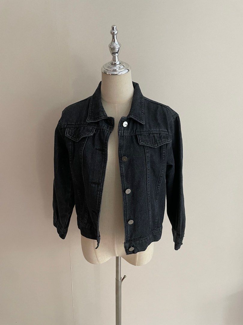 Waist length black jacket outlet