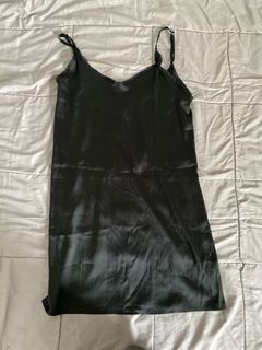 Black satin tank dress
