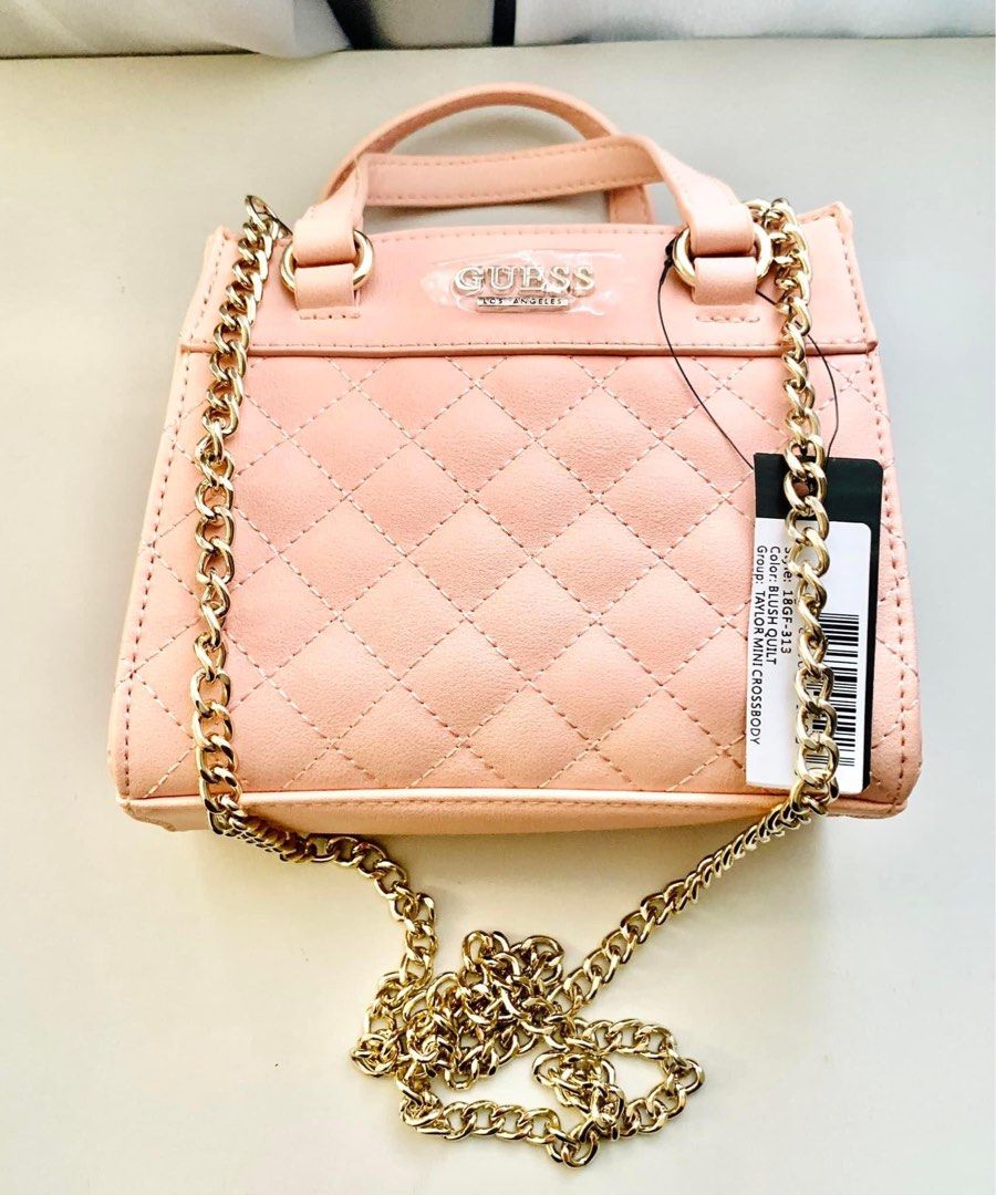 GUESS Taylor Mini Crossbody NEW WITH TAG Blush Pink Quilt Purse Bag Handbag