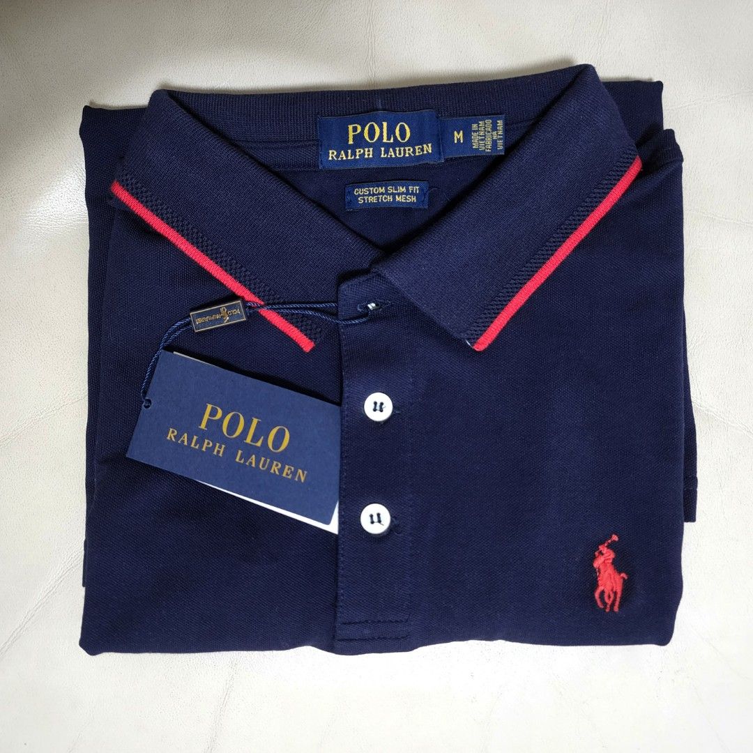 Polo Ralph Lauren Slim Fit Stretch Mesh Polo Navy Blue