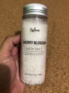 Bottle of cherry blossom bath salts