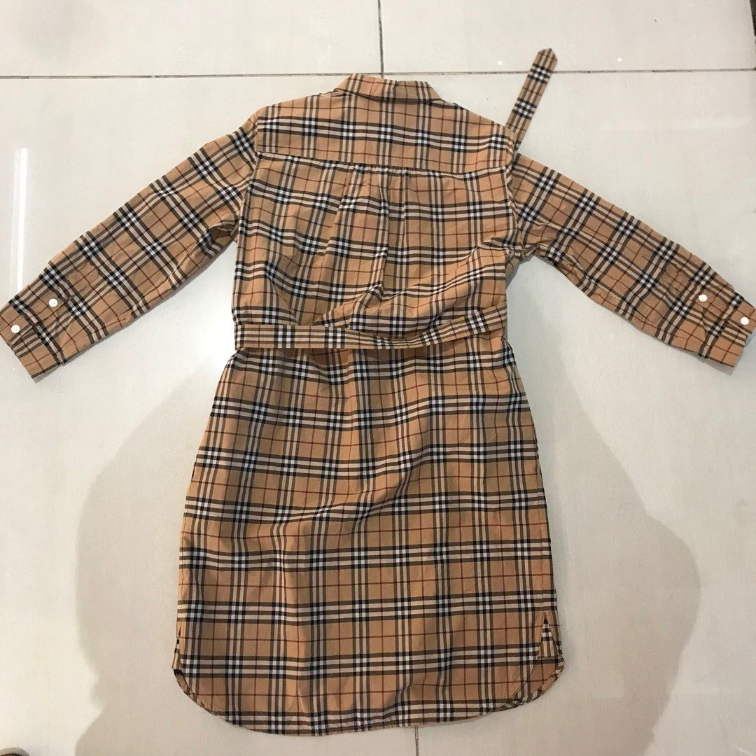 Burberry Authentic Vintage Check Cotton Tie-waist, Barang Mewah, Pakaian di  Carousell