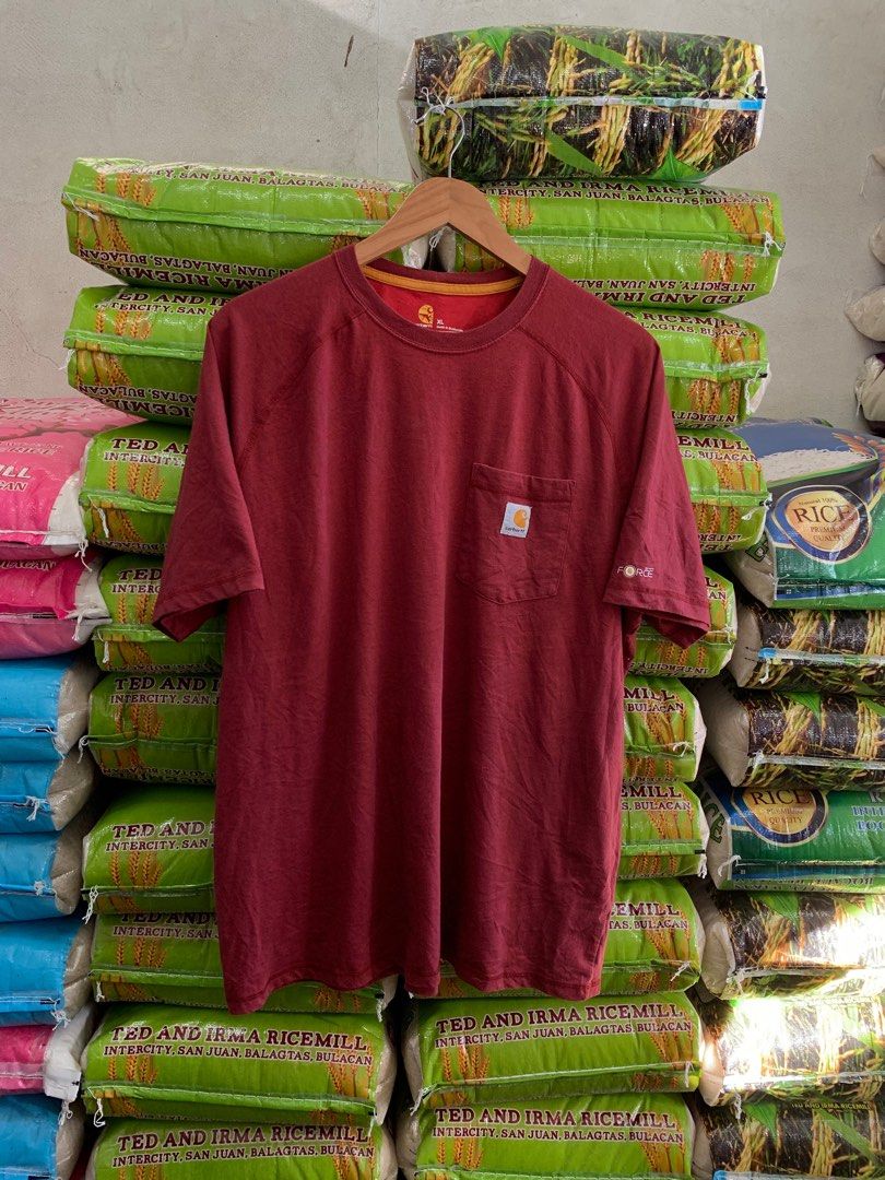 Carhartt Force t shirt maroon Men s Fashion Tops Sets Tshirts Polo Shirts on Carousell