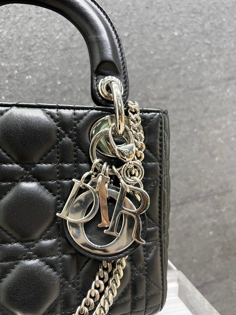 Christian Dior Small Lady Dior Bag 2022 Ss, Grey, 20 x 17 x 8 cm