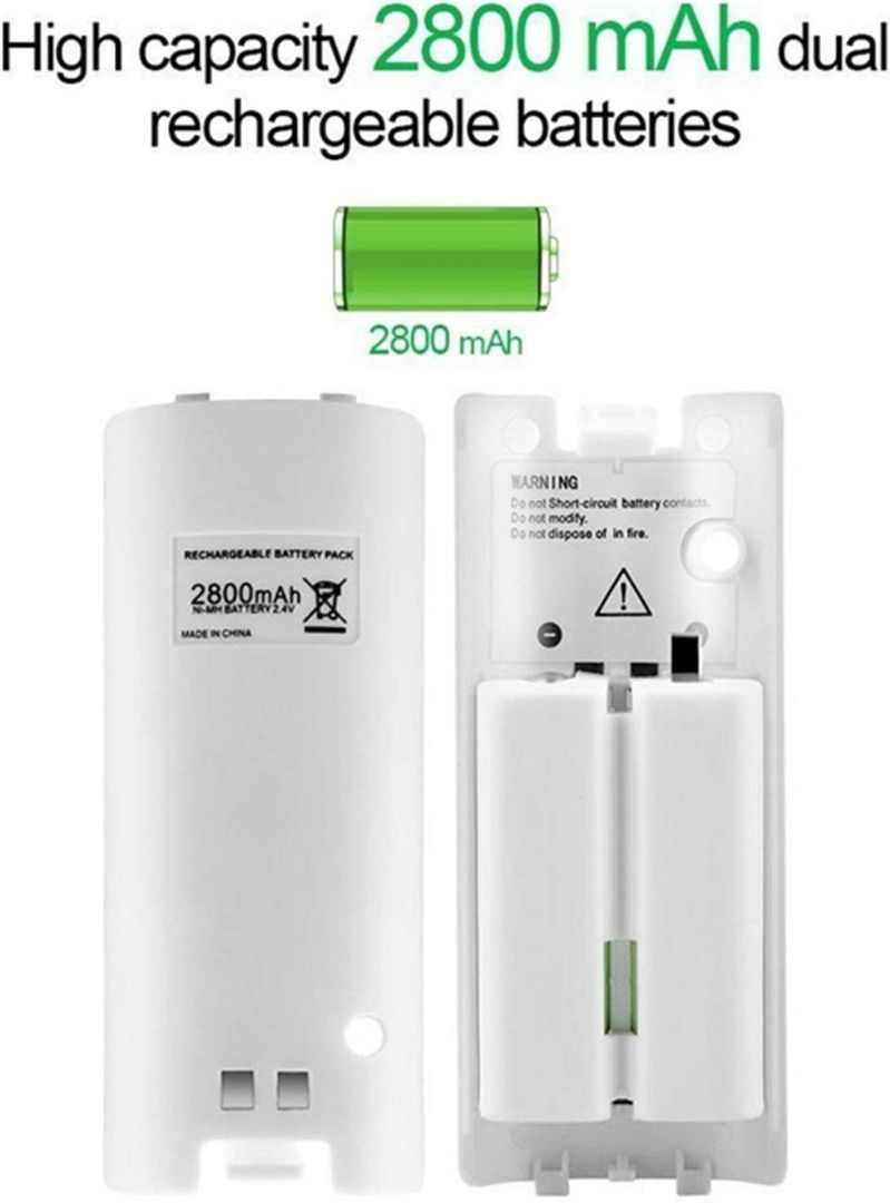 CICMOD 2x Capacity 2800mAh Rechargeable Battery for Wii Remote Controller  White, Photography, Photography Accessories, Batteries & Chargers on  Carousell