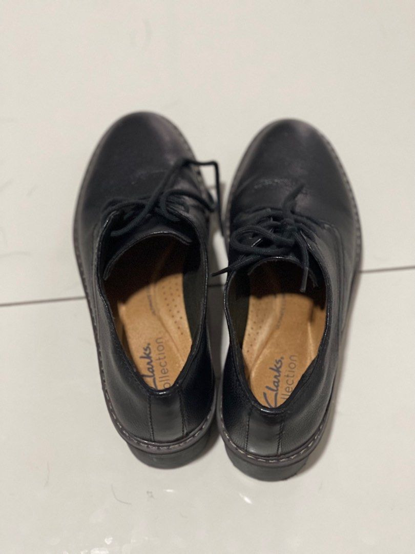 Clarks black lace shop up shoes womens