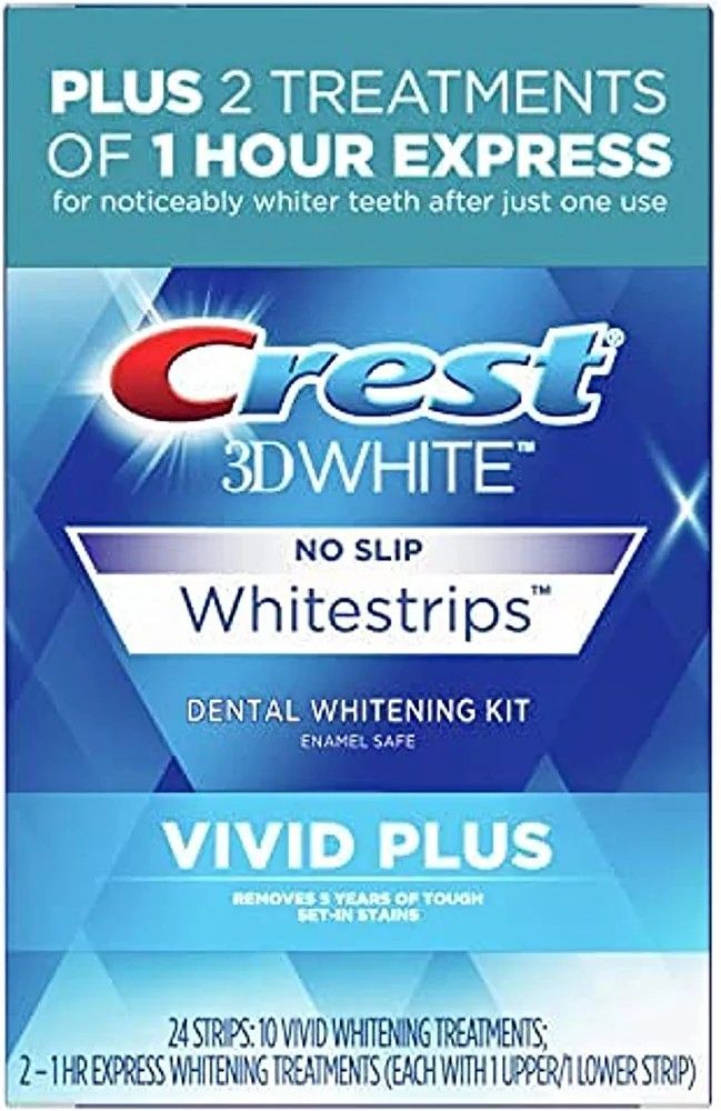 Crest 3D Whitestrips, Vivid Plus, Teeth Whitening Strip Kit, 24 Strips