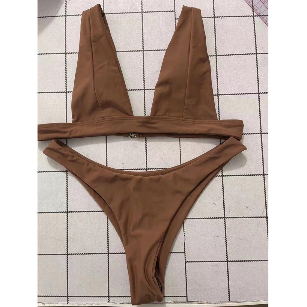 High Waist Solid Bikini Two Piece Swim Set