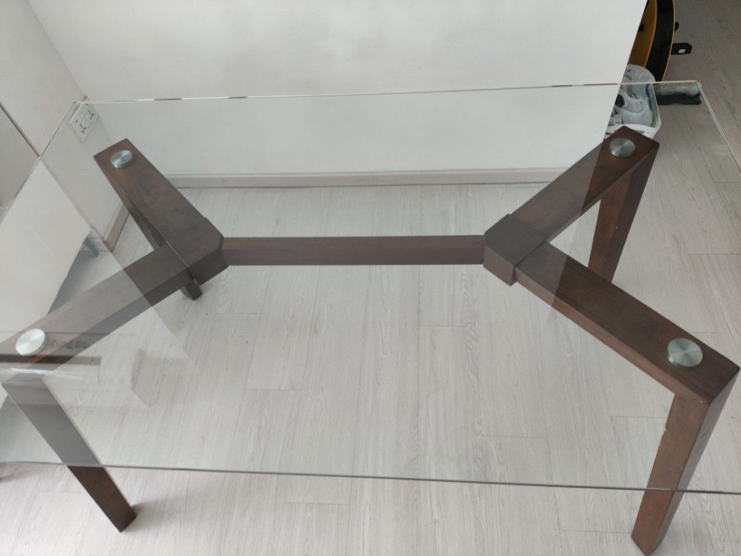 Picket & Rail Harper Solid Oak Glass Top Dining Table, Furniture & Home ...