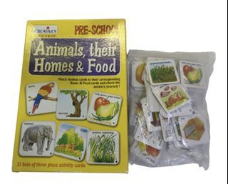 Educational Flashcards - Animals, their Homes & Food