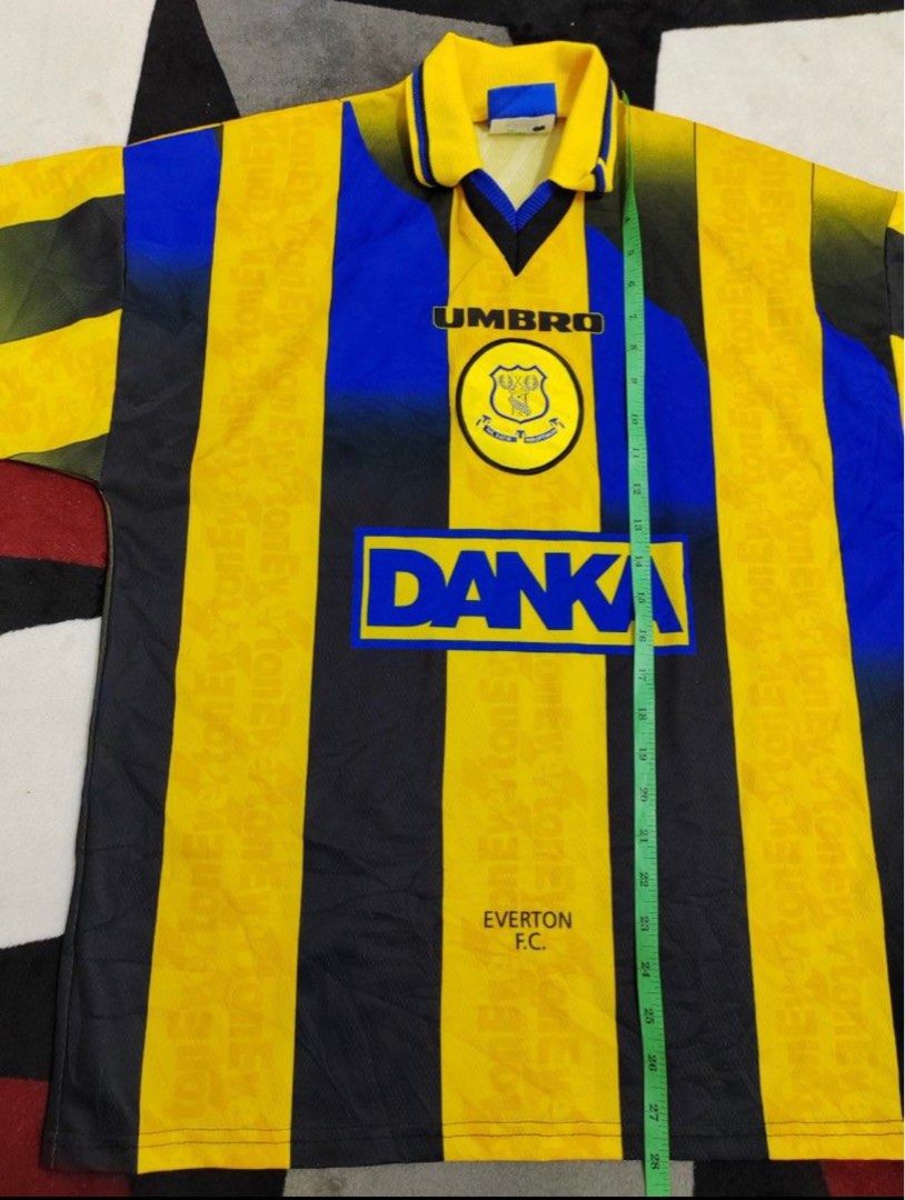 Maillot De Football Vintage Everton 1996-1997 - Extérieur Danka, Taille 13-14 Ans, Occasion Original