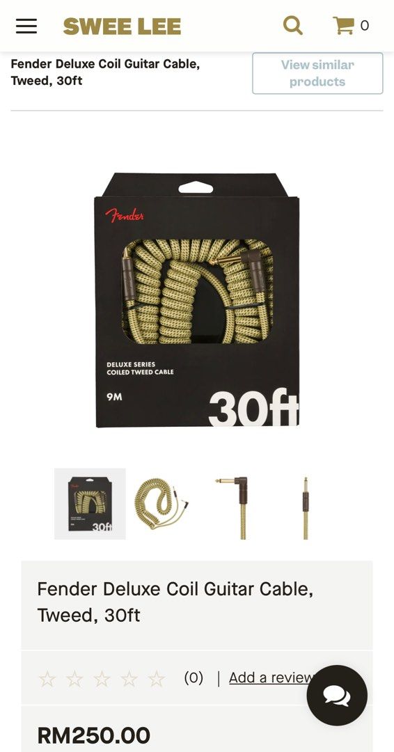 Fender Deluxe Coil Guitar Cable, Tweed, 30ft, Hobbies & Toys, Music