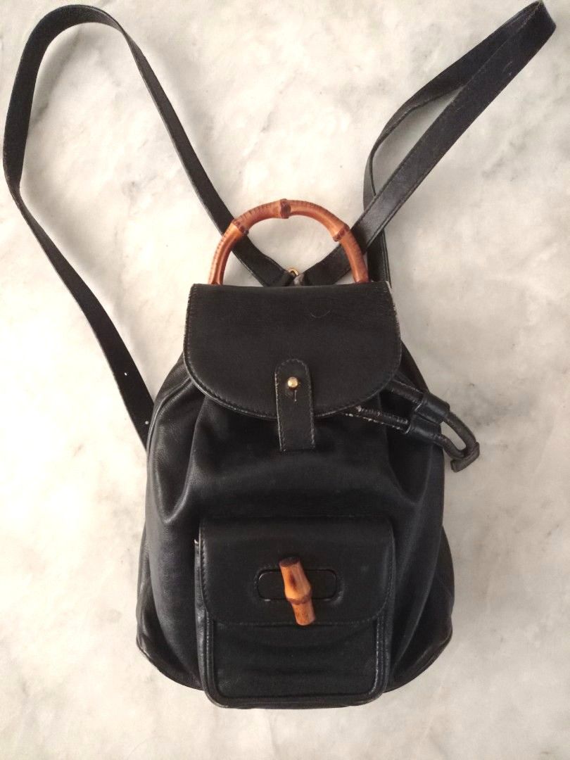 Gucci Mini Bamboo Leather backpack (Category: Luxury Bags & Wallets) located in Quezon City. Submitted by bbbts1268 (Listing ID 1229861542, Image 1). Description: authentic vintage letting go of one of my most favorite bags all flaws shown on photos already no suede exterior 6/10 interior 10/10 no more discount😔 LAST PRICE. Just repriced 1st to pay gets this item willing to meet up at Robinsons Magnolia decluttering.