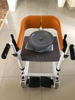 Height Adjustable Commode Transfer Chair (for shifting/moving patient, adjust height by cranks)