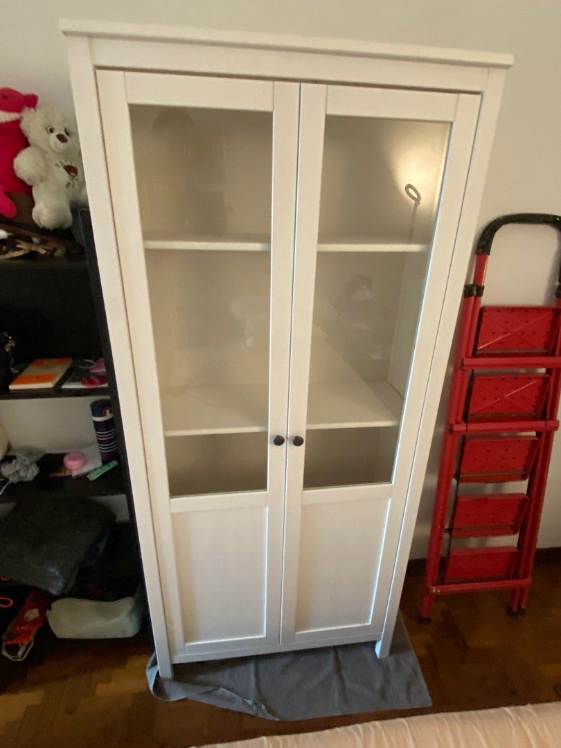 Ikea Hemnes Bookcase / Tall with doors white pine wood
