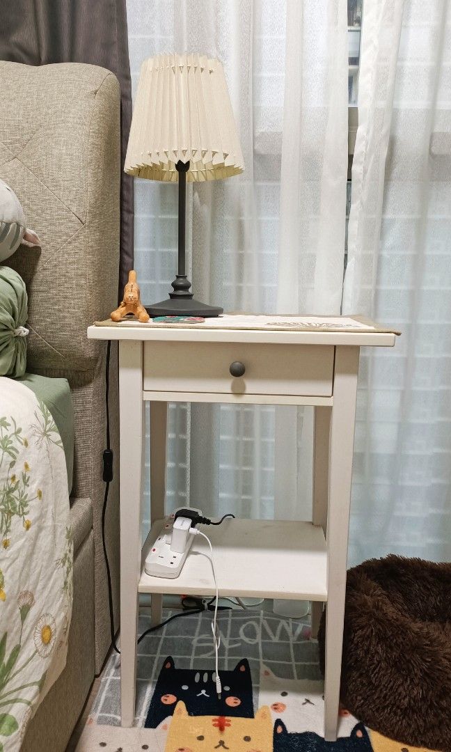 IKEA Hemnes Bedside Table (White Stain, 46x35cm), Furniture & Home
