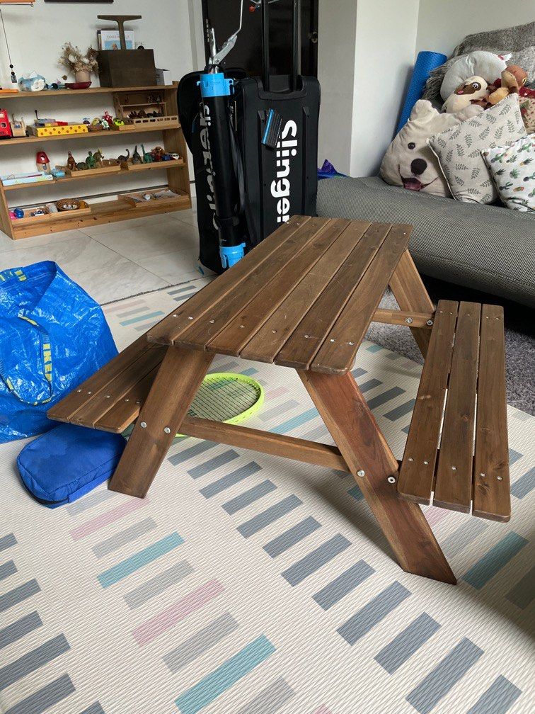 Ikea picnic table kids height, Furniture & Home Living, Outdoor