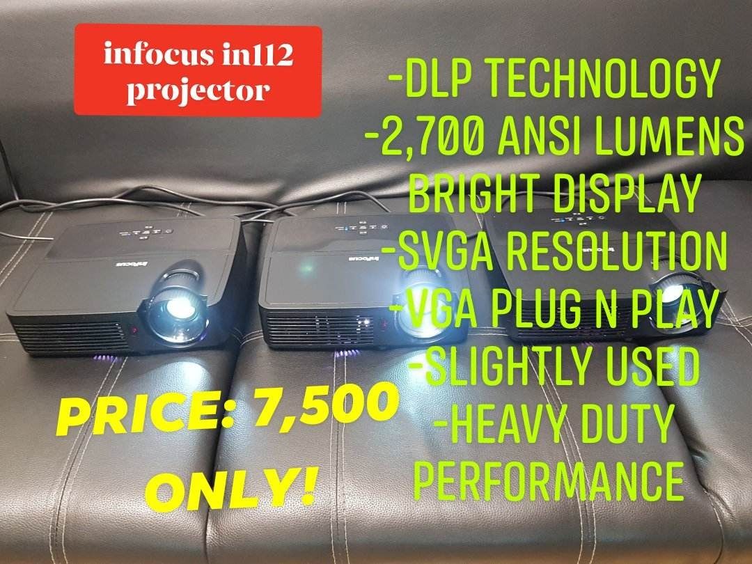 infocus in112 projector 2700 lumens bright display DLP (Category: Projectors) located in Manila. Submitted by dastoreprojector (Listing ID 1229888152, Image 1). Description: Optoma EX550 heavy duty projector bright display 2nd hand slightly used 8pcs. available (close office pullout) (ideal for school classroom, church, office and business presentation, home theater, party occasions, events etc.) Surebuyer CALL/TEXT: globe 0977-383-8892 / smart 0