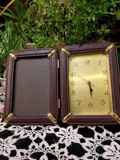 Japan Vintage Double side Leather frame  clock