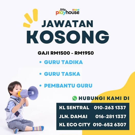 Jawatan Kosong Guru Tadika, Guru Taska dan Pembantu Guru, Jobs, Full