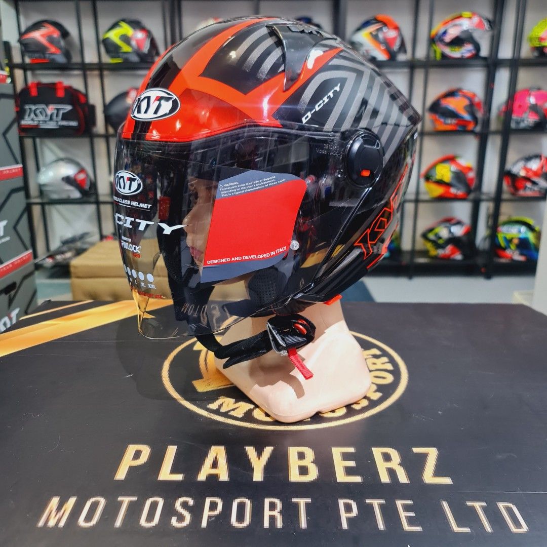 KYT D-CITY STRIPE BLACK RED HELMET.. 🔥!! (Category: Motorcycle Accessories) located in Singapore. Submitted by playberzmotosport (Listing ID 1229988563, Image 2). Description: KYT D-CITY STRIPE BLACK RED HELMET..!! RETAIL PRICE @$165 🌟NOW @$155 ONLY..!! (FREE ISLANDWIDE DELIVERY.. 😊👍) 🌟PSB APPROVED CERTIFIED 🌟BUILD IN SUN VISOR.. 😎👍 🌟BLUETOOTH SPEAKER SPACE SLOT 🌟SMALL EXTERIOR SHELL (ABLE TO FIT MOST MOTORCYCLE HELMET COMPARTMENT.. 👍�