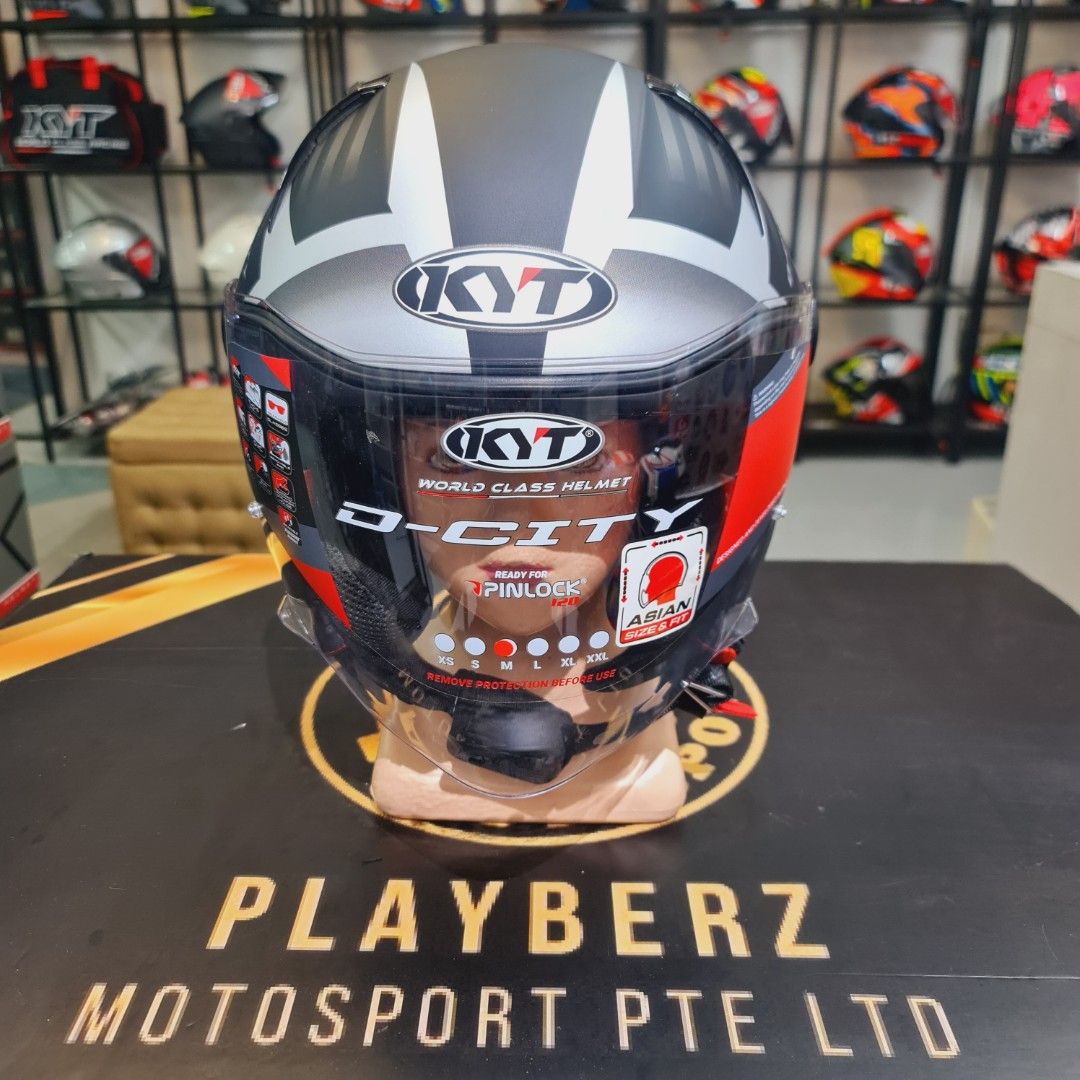 KYT D-CITY STRIPE MATT BLACK GREY HELMET (Category: Motorcycle Accessories) located in Singapore. Submitted by playberzmotosport (Listing ID 1229993858, Image 3). Description: KYT D-CITY STRIPE MATT BLACK GREY HELMET..!! RETAIL PRICE @$165 🌟NOW PROMO SALE @$155..🔥🔥!! 🌟PSB APPROVED CERTIFIED 🌟BUILD IN SUN VISOR.. 😎👍 🌟BLUETOOTH SPEAKER SPACE SLOT 🌟SMALL EXTERIOR SHELL (ABLE TO FIT MOST MOTORCYCLE HELMET COMPARTMENT.. 👍👍) 🌟LIGHTWEIGHT..!