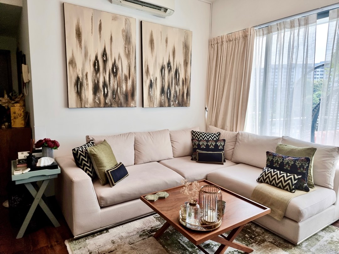 L Shape Sofa and coffee table, Furniture & Home Living, Furniture