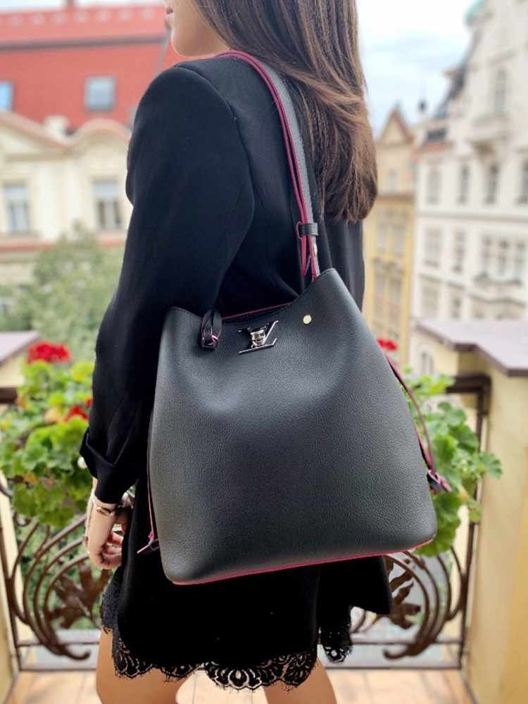 Louis Vuitton Lockme Bucket Bag Black Calfskin! Authentic, Luxury