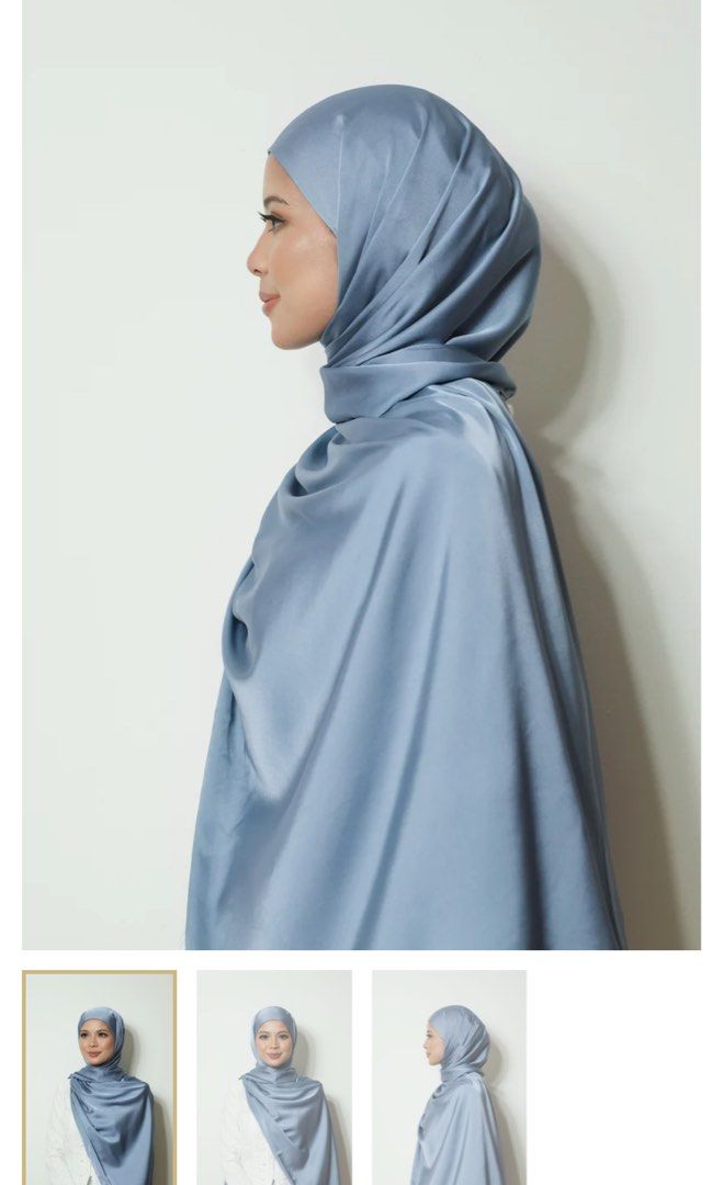 Meemclothings premium luxe satin instant shawl in regent grey, Women's  Fashion, Muslimah Fashion, Hijabs on Carousell