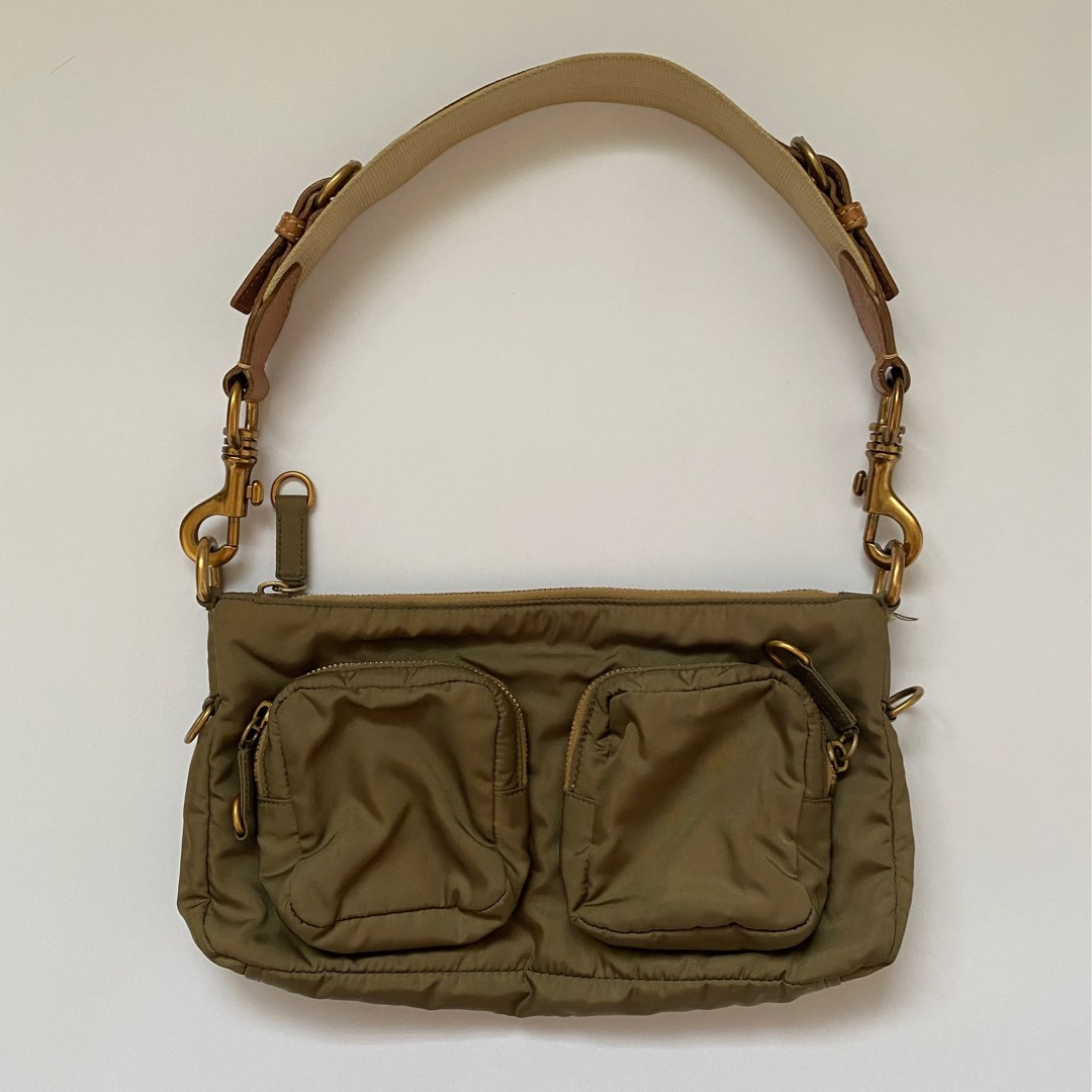 miu miu double pocket cargo nylon shoulder hand bag y2k