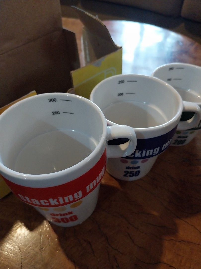 Mugs (3 size mug set) (Category: Coffee & Tea Tableware) located in Cavite. Submitted by mom0f2 (Listing ID 1229849946, Image 2). Description: sira lang po ang box. stackable mugs can be used as measuring cups or just a regular coffee mug..