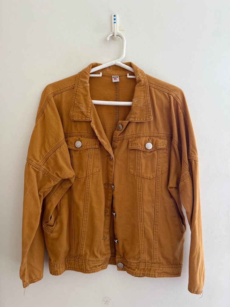 Mustard denim jacket, Women's Fashion, Coats, Jackets and Outerwear on