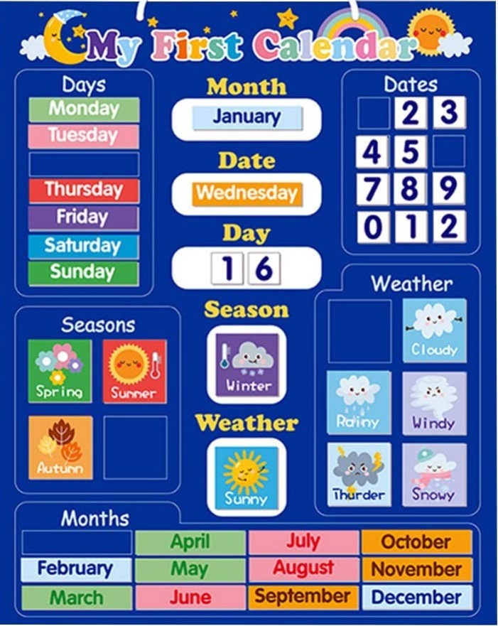 My First Calendar Kids Magnetic Calendar Kit Learn Days Month