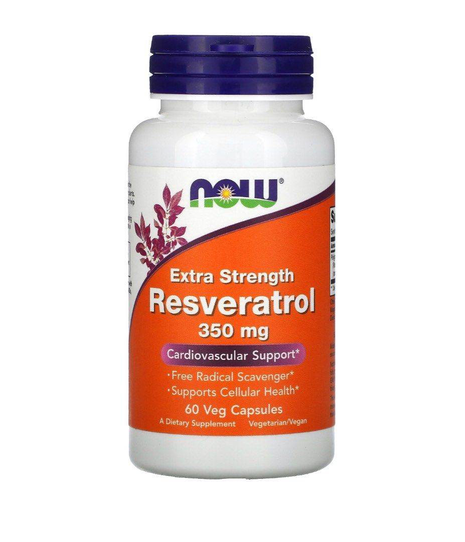 NOW Resveratrol Extra Strength 350mg 60capsules, Health & Nutrition