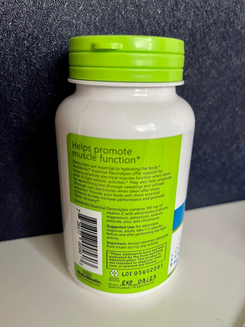 NutriBiotic Essential Electrolytes, 100 vegan capsules, Health