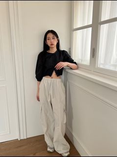 Oiiv 酷貓工裝褲 白灰