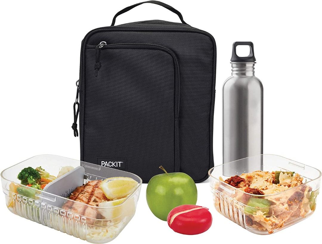 PackIt Freezable Commuter Large Cooler Lunch Box, Black, Men's Fashion ...