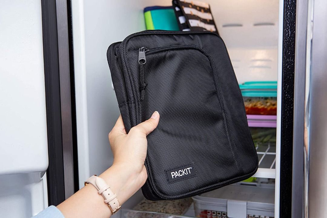 PackIt Freezable Commuter Large Cooler Lunch Box, Black, Men's Fashion