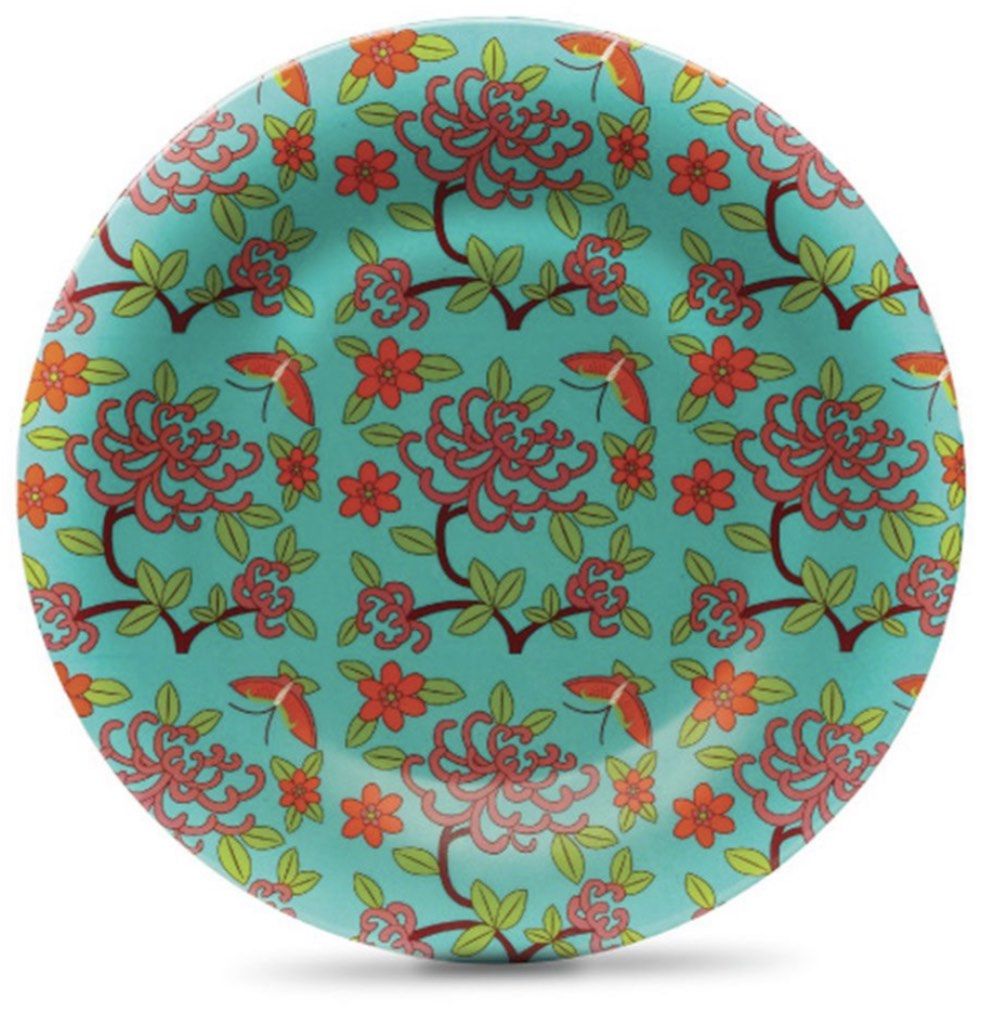 Peranakan Floral Glass Plates (Eu Yan Sang), Furniture & Home Living