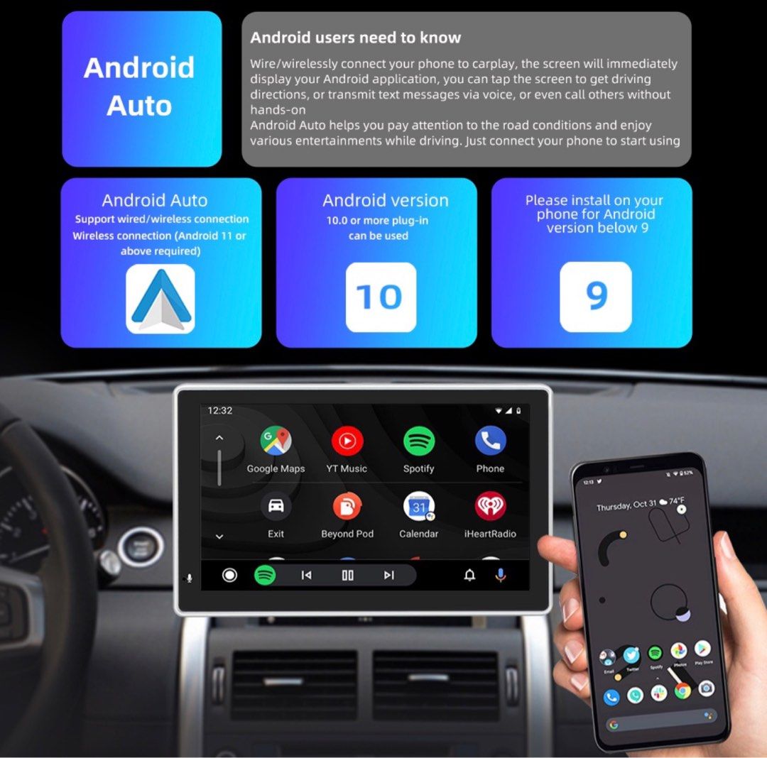 Portable CarPlay/Android Auto Head Unit, Car Accessories, Accessories