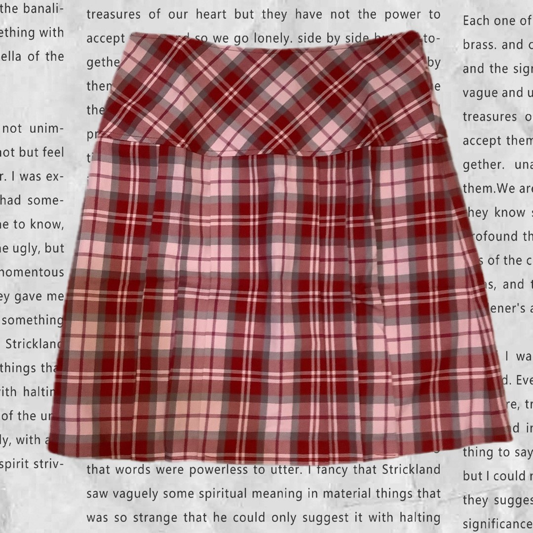 Red plaid pleated skirt schoolgirl uniform academia preppy old money