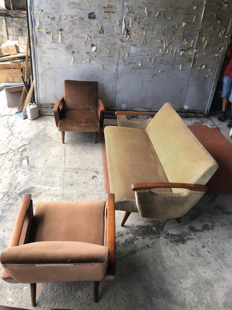 Retro Vintage danish inspired velvet offset Furniture Home Living