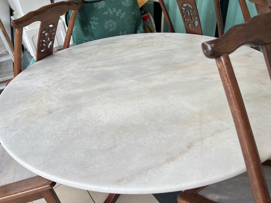 Round Marble Top Table Sets with Chairs, Furniture & Home Living