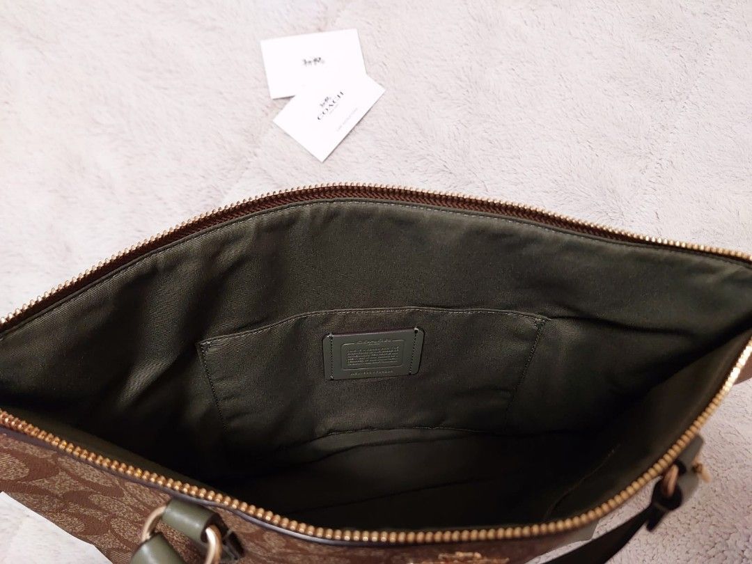 SALE AUTHENTIC COACH ZIP TOP TOTE IN SIGNATURE CANVAS IN MILITARY