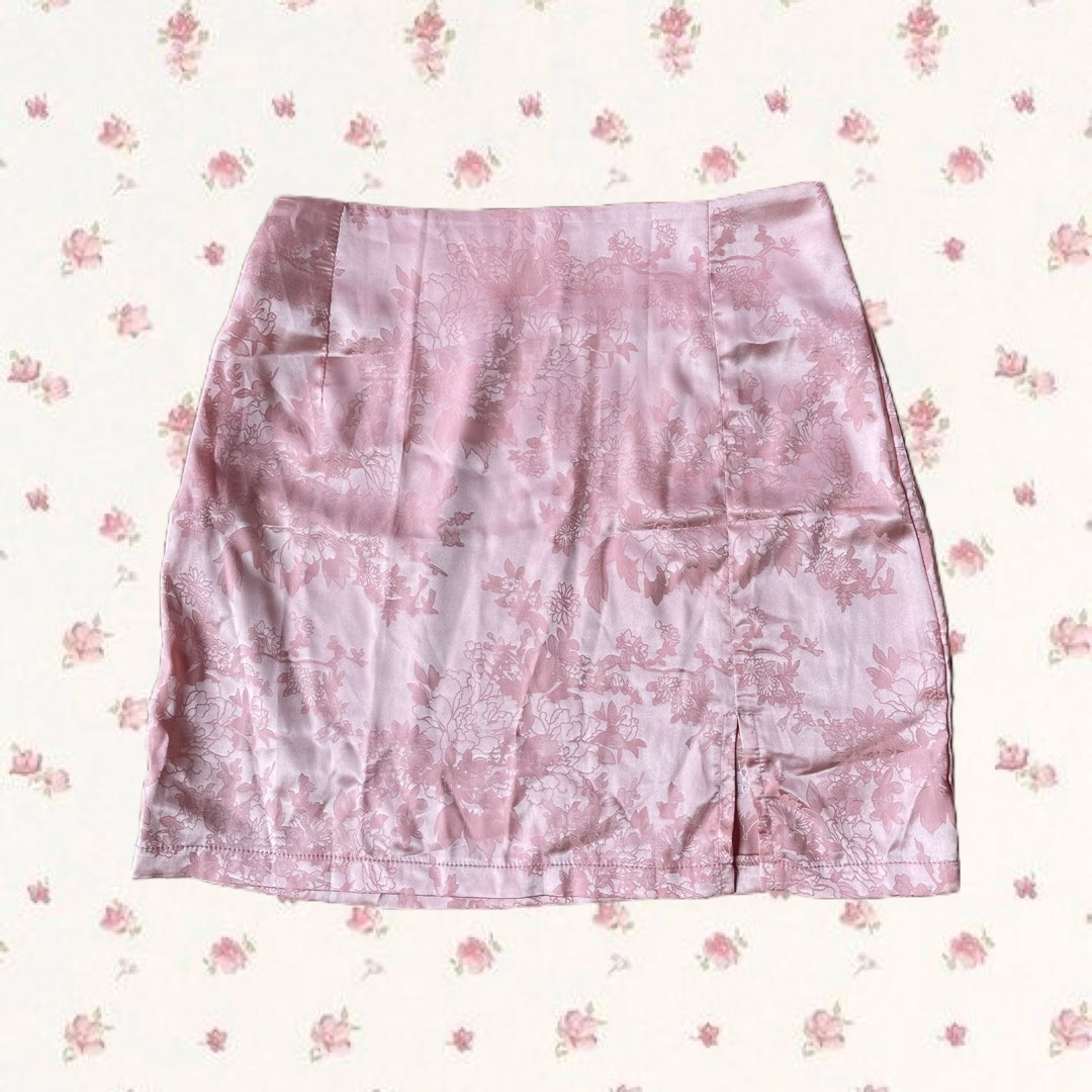 satin skirt baby pink - acubi y2k fairycore coquette vintage ...