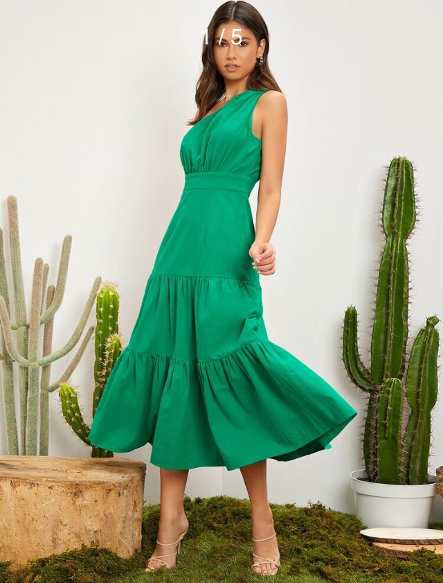 Shein green store maxi dress