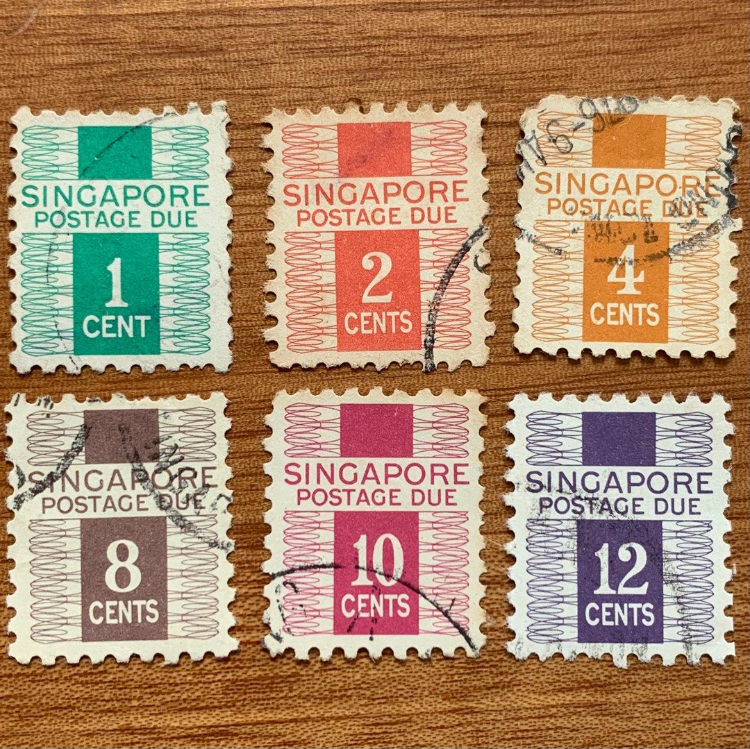 Singapore 1968 postage due stamps 6v (short of 20c and 50c), Hobbies