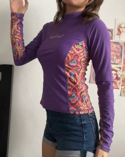 Small Purple Sassa Long-Sleeve Rashguard Swimsuit