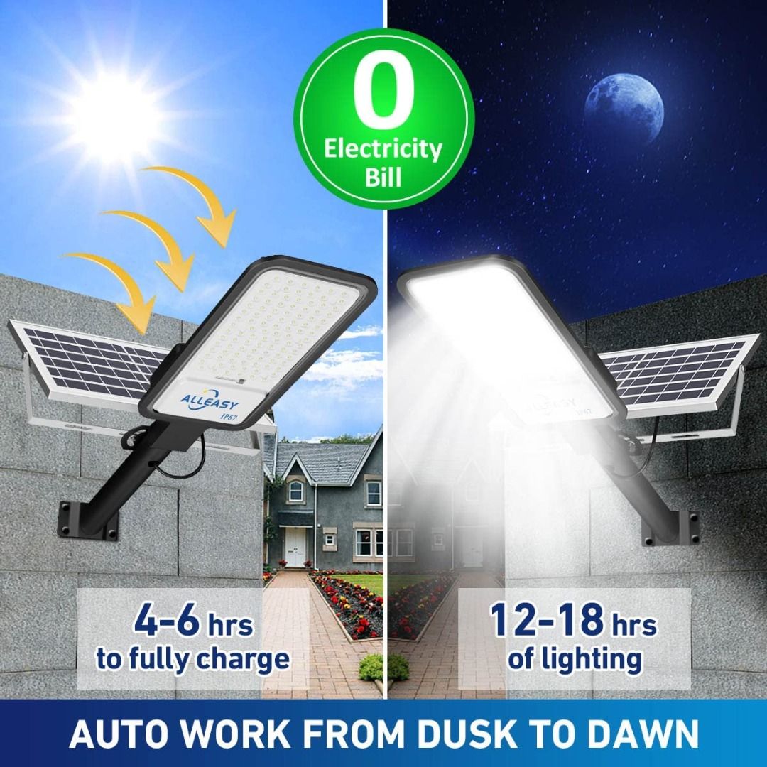 Solar Street Light Outdoor Waterproof, Solar Flood Lights with Motion  Sensor, Dusk to Dawn Security Solar LED Lamps, Furniture  Home Living,  Lighting  Fans, Lighting on Carousell