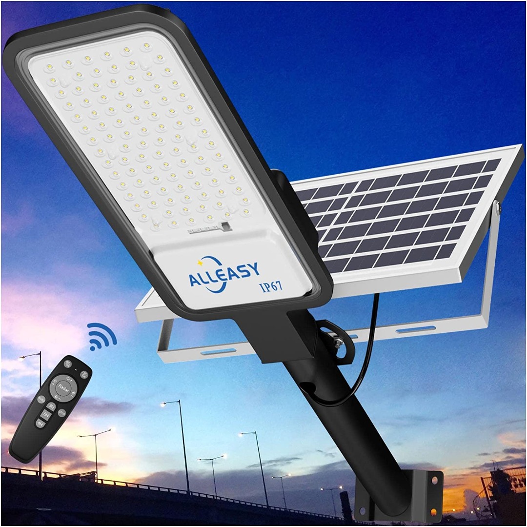 Solar Street Light Outdoor Waterproof, Solar Flood Lights with Motion  Sensor, Dusk to Dawn Security Solar LED Lamps, Furniture  Home Living,  Lighting  Fans, Lighting on Carousell